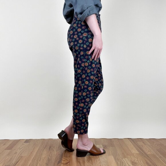 Rare Vintage ESPRIT Floral Print Pants Trousers Denim Jean Funky Rainbow 80s 90s - Picture 2 of 8